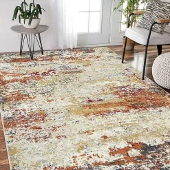 Kirklands Home Area Rugs|Bastia Ivory Orange Accent Rug, 2x3 Multi