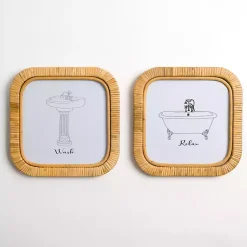 Kirklands Home Wall Plaques|Bath Rattan Wrapped Wall Plaques, Set of 2