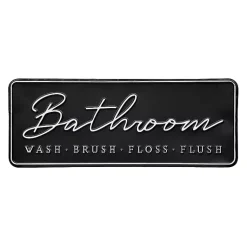 Kirklands Home Wall Quotes & Signs|Bathroom Wash Brush Floss Flush Wall Plaque Black