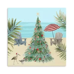 Clearance Beach Christmas Tree Canvas Art Print, 30x30 in. Christmas Art & Wall Decor