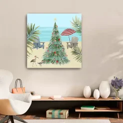 Clearance Beach Christmas Tree Canvas Art Print, 30x30 in. Christmas Art & Wall Decor
