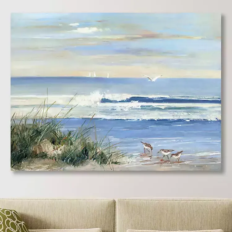Kirklands Home Canvas Art|Beach Combers Giclee Canvas Art Print, 40x30 Blue