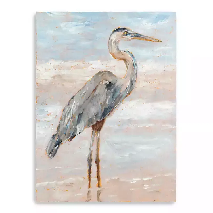 Kirklands Home Canvas Art|Beach Heron I Giclee Canvas Art Print, 48x36 in. Blue