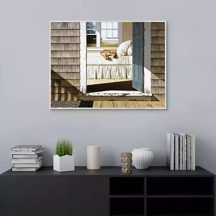 Kirklands Home Canvas Art|Beach House Dog Framed Canvas Art Print