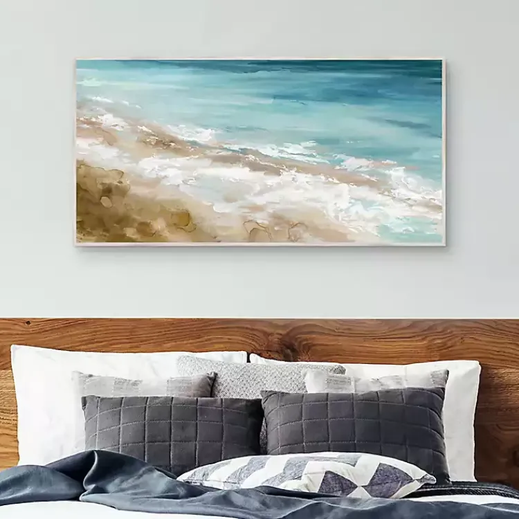 Kirklands Home Canvas Art|Beach Waves Framed Canvas Art Print Blue