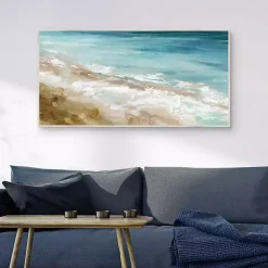 Kirklands Home Canvas Art|Beach Waves Framed Canvas Art Print Blue