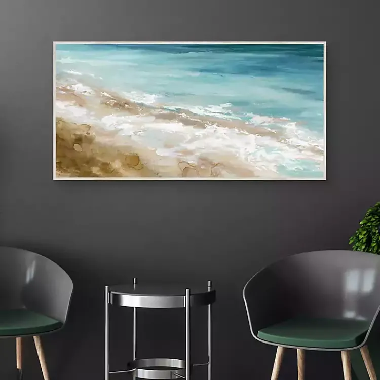 Kirklands Home Canvas Art|Beach Waves Framed Canvas Art Print Blue