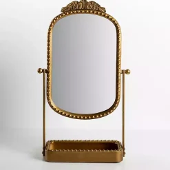 Kirklands Home Decorative Mirrors|Beaded Bordeaux Tray Base Tabletop Mirror