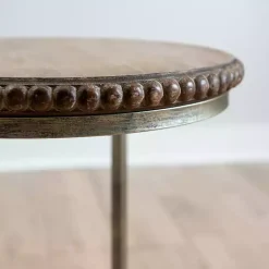 Kirklands Home Accent & End Tables|Beaded Round Wood C-Table Brown