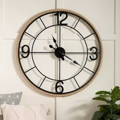 Kirklands Home Clocks|Beaded Wood and Metal Open Wall Clock