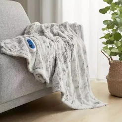 New Beautyrest Marble Faux Fur Oversized Heated Throw Blankets & Throws