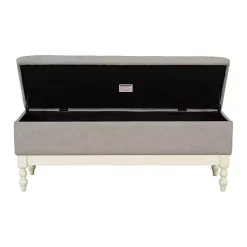 Kirklands Home Benches & Ottomans|Beckett White and Tufted Storage Bench Gray