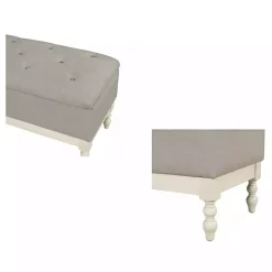 Kirklands Home Benches & Ottomans|Beckett White and Tufted Storage Bench Gray