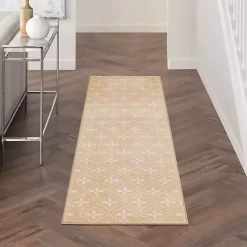 Kirklands Home Outdoor Rugs|Beige & Ivory Quatrefoil Indoor/Outdoor Runner