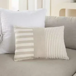 Outlet Beige Asymmetrical Stripes Lumbar Pillow Pillows