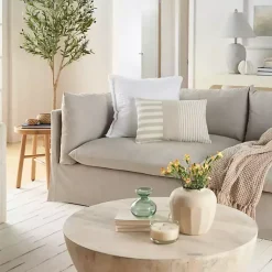 Outlet Beige Asymmetrical Stripes Lumbar Pillow Pillows