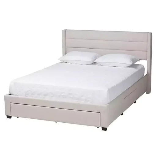 Kirklands Home Beds & Headboards|Beige Braylon Upholstered 3-Drawer Queen Bed Tan