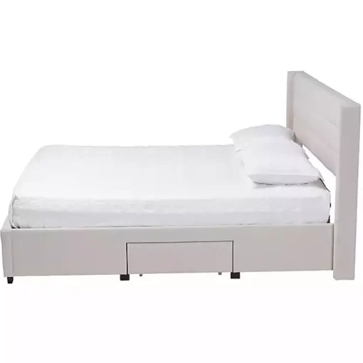 Kirklands Home Beds & Headboards|Beige Braylon Upholstered 3-Drawer Queen Bed Tan