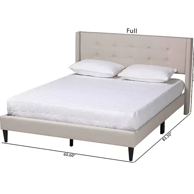 Kirklands Home Beds & Headboards|Beige Button Tufted Headboard Full Platform Bed Tan