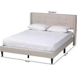 Kirklands Home Beds & Headboards|Beige Button Tufted Headboard Full Platform Bed Tan