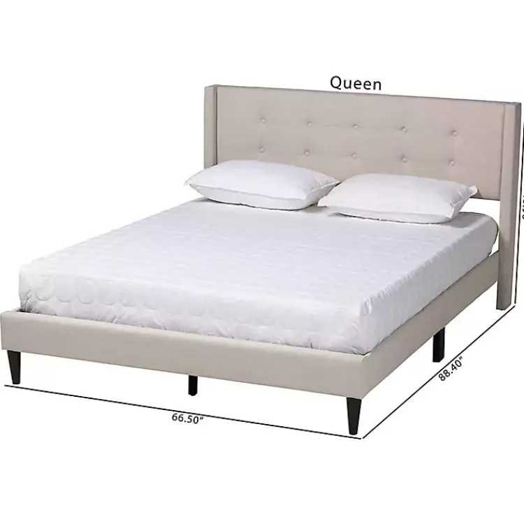 Kirklands Home Beds & Headboards|Beige Button Tufted Headboard Full Platform Bed Tan