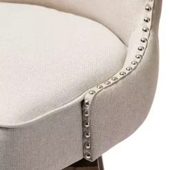 Kirklands Home Bar Stools & Counter Height Stools|Beige Button Tufted Swivel Bar Stools, Set of 2 Ivory