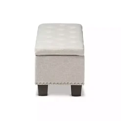Kirklands Home Benches & Ottomans|Beige Button-Tufted Upholstered Storage Bench Tan