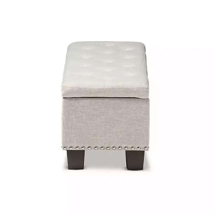 Kirklands Home Benches & Ottomans|Beige Button-Tufted Upholstered Storage Bench Tan