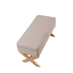 Kirklands Home Benches & Ottomans|Beige Crossed Storage Ottoman Tan
