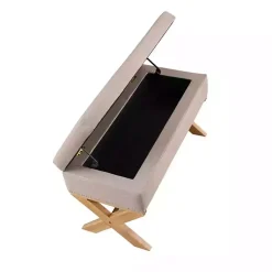 Kirklands Home Benches & Ottomans|Beige Crossed Storage Ottoman Tan