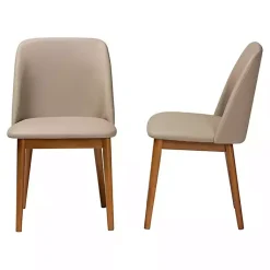 Kirklands Home Dining Chairs|Beige Faux Leather Modern Dining Chairs, Set of 2 Tan