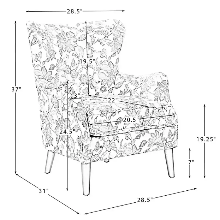 Kirklands Home Accent Chairs|Beige Floral Damask Wingback Accent Chair Tan