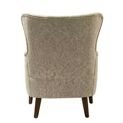 Kirklands Home Accent Chairs|Beige Floral Damask Wingback Accent Chair Tan