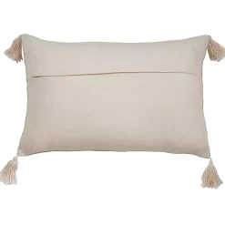Best Beige Frayed Tassel Lumbar Pillow Pillows