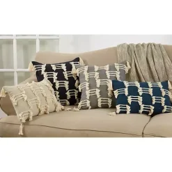 Best Beige Frayed Tassel Lumbar Pillow Pillows