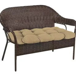 Kirklands Home Outdoor Cushions & Pillows|Beige French Edge Outdoor Wicker Settee Cushion Tan