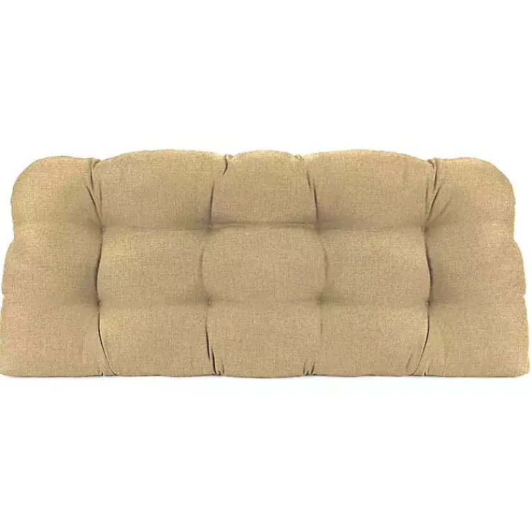 Kirklands Home Outdoor Cushions & Pillows|Beige French Edge Outdoor Wicker Settee Cushion Tan