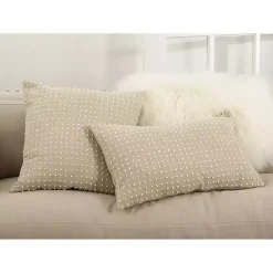 Outlet Beige French Knotted Lumbar Throw Pillow Pillows