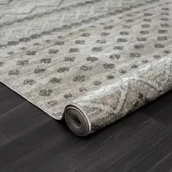 Kirklands Home Area Rugs|Beige Geometric Stripe Washable Area Rug, 5x7