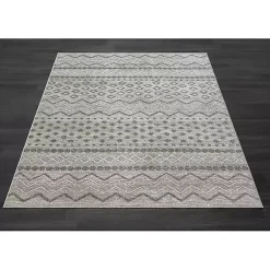 Kirklands Home Area Rugs|Beige Geometric Stripe Washable Area Rug, 5x7