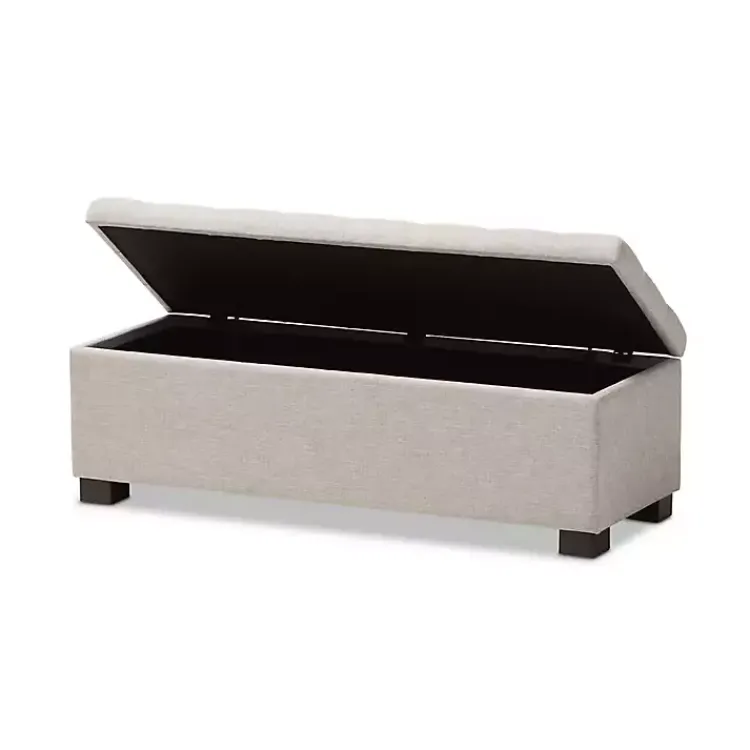 Kirklands Home Entryway Furniture|Beige Grid-Tufted Contemporary Storage Bench Tan