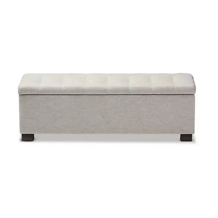 Kirklands Home Entryway Furniture|Beige Grid-Tufted Contemporary Storage Bench Tan