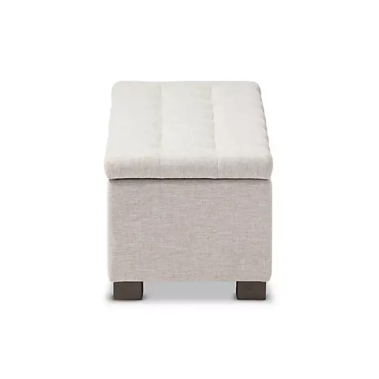 Kirklands Home Entryway Furniture|Beige Grid-Tufted Contemporary Storage Bench Tan