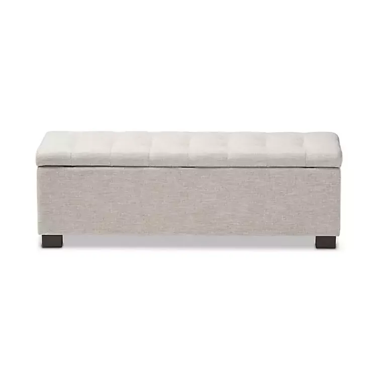 Kirklands Home Entryway Furniture|Beige Grid-Tufted Contemporary Storage Bench Tan