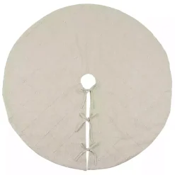 Hot Beige Linen Diamond Stitched Tree Skirt Christmas Tree Skirts & Collars