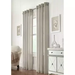 Kirklands Home Curtains & Drapes|Beige Linen Light Filtering Curtain Panel, 84 in. Gray