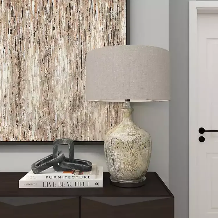 Kirklands Home Table Lamps|Beige Marbled Mercury Glass Table Lamp Brown