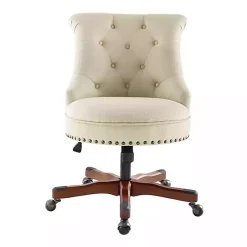 Kirklands Home Office Furniture|Beige Miller Tufted Office Chair Tan