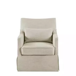 Kirklands Home Accent Chairs|Beige Skirted Swivel Martha Stewart Accent Chair Tan
