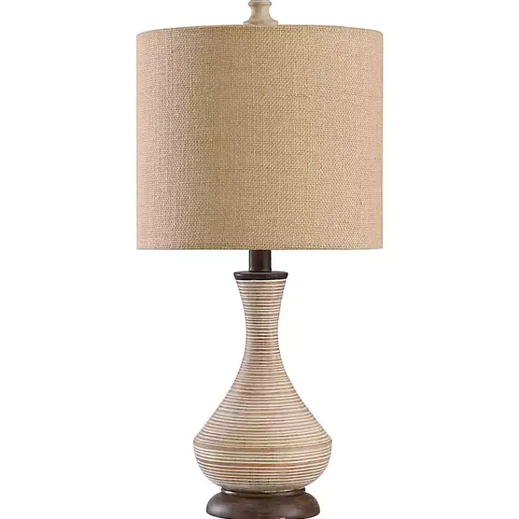 Kirklands Home Table Lamps|Beige Stripes Curved Table Lamp Tan